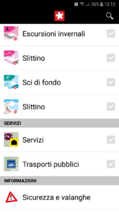Screenshot SvizzeraMobile app